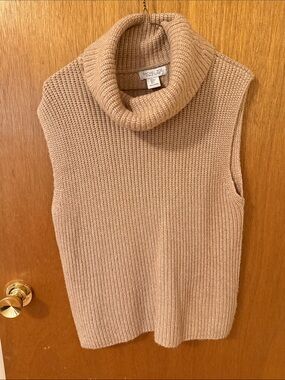 Rachel Zoe Sleeveless Cowl Neck Sweater Vest - Camel/Tan